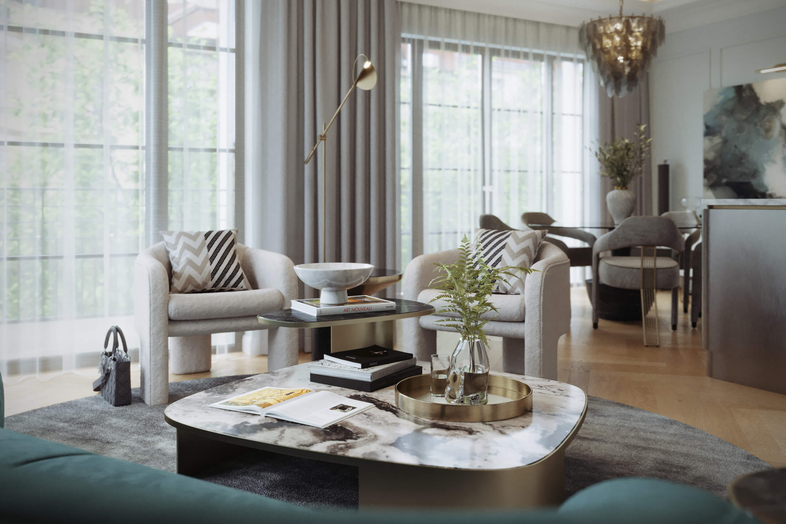 Milo Baughman lounge chairs by Weiman Preview and Poliform coffee tables