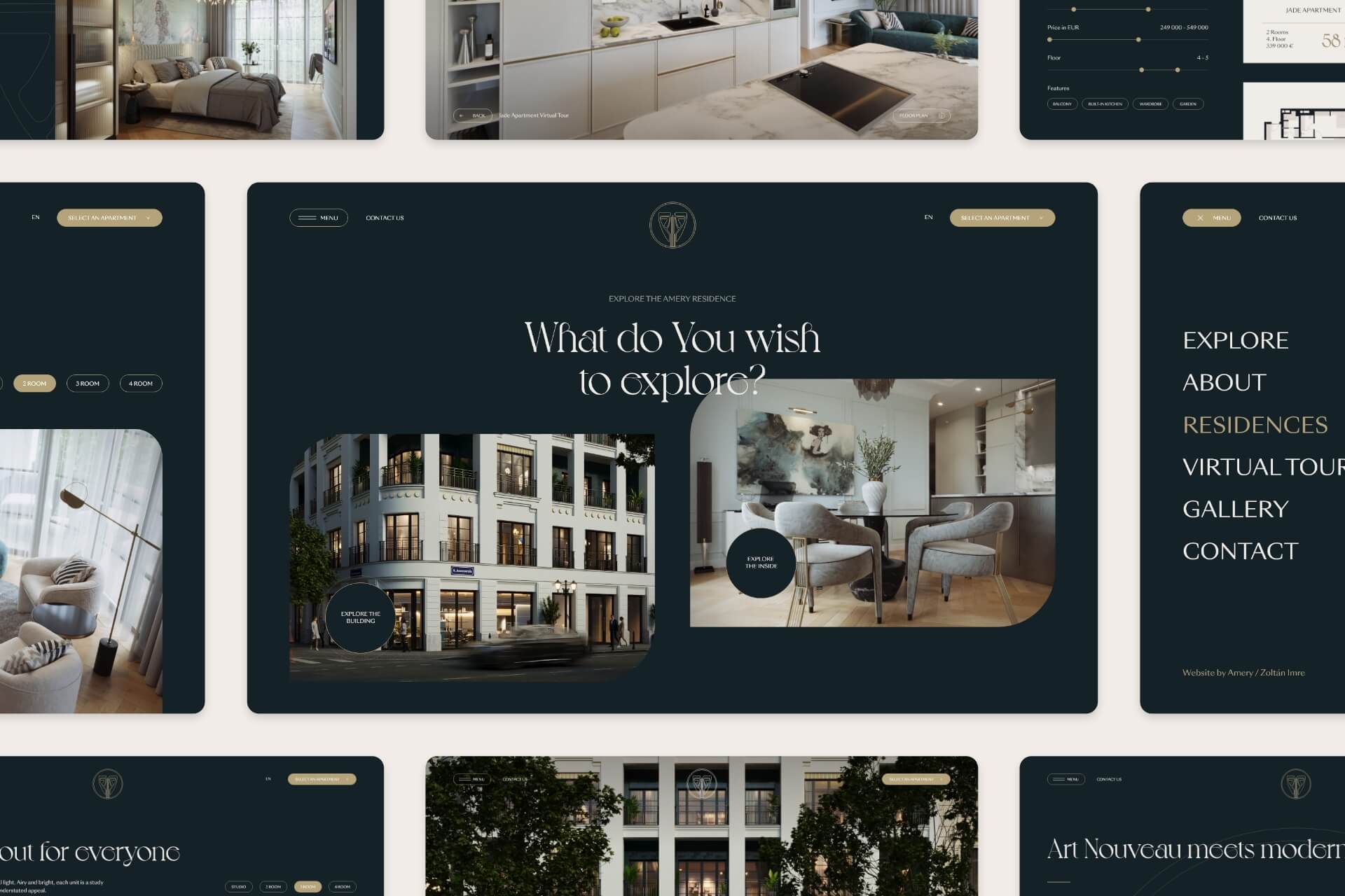 Promotional website design for a luxurious real estate project including the Jade Apartment