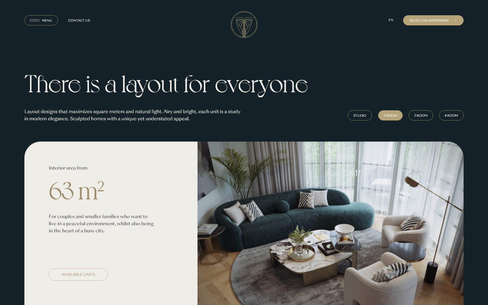 UI design of a layout selector for a real estate project website